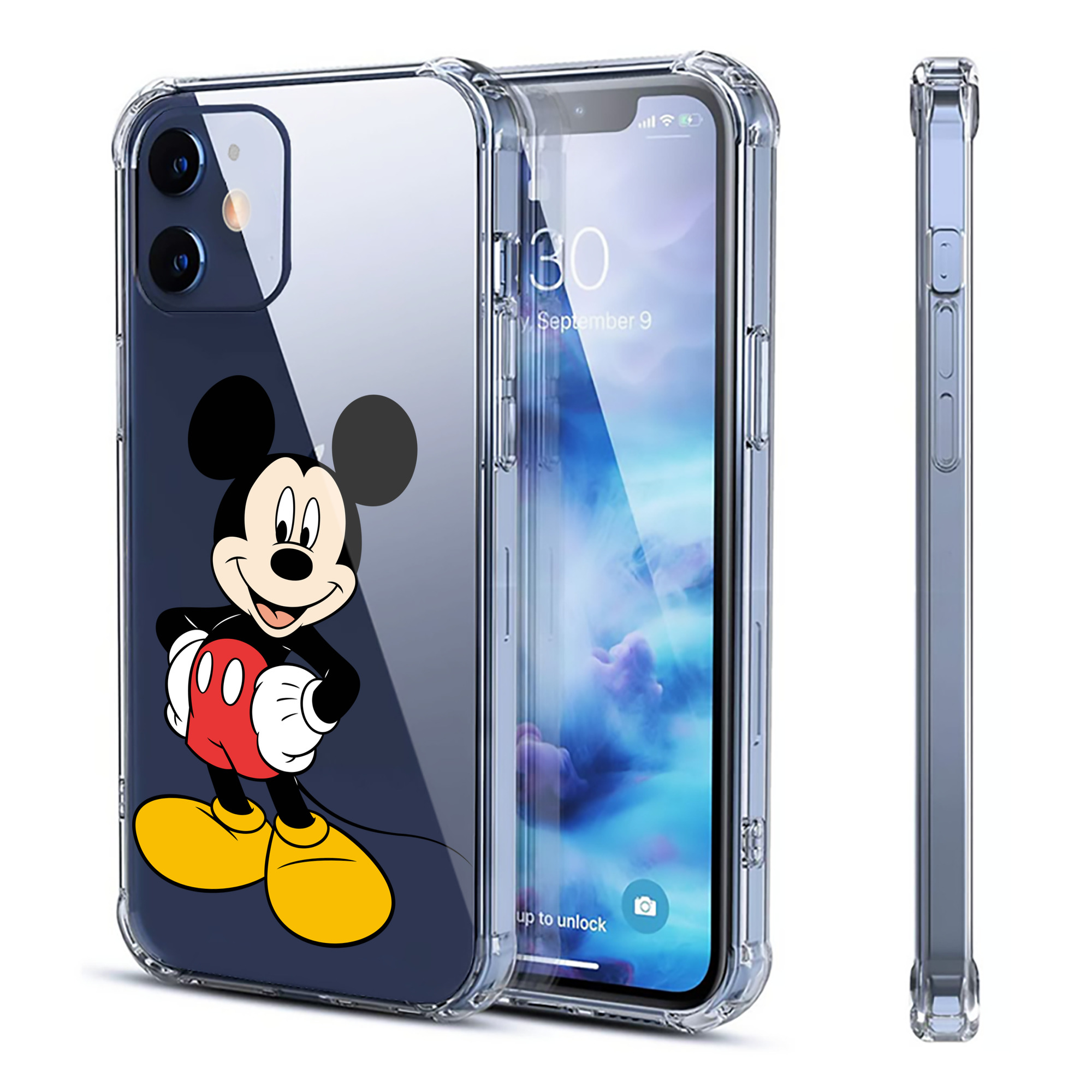（画像用） ミッキーマウス Mickey Mouse 【iPhone 12シリーズ対応】透明スマホケース（クリアソフトケース）